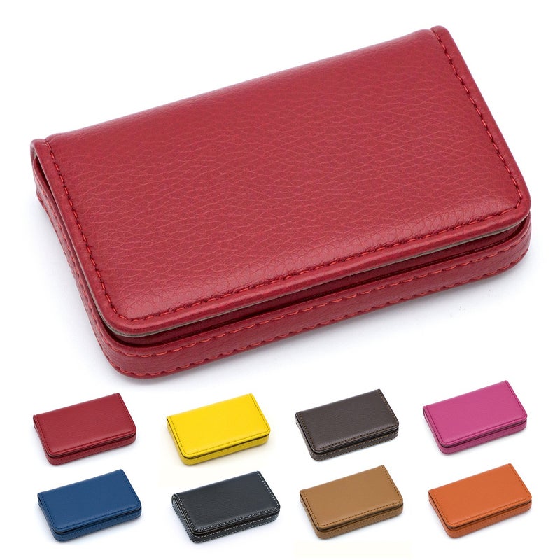 Padike Business Name Card Holder Luxury PU Leather,Business Name Card Holder Wallet Credit card ID Case/Holder For Men & Women - Keep Your Business Cards Clean(Red) - Image 1
